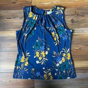 Calvin Klein Women's Floral Sleeveless Top - Blue and Yellow